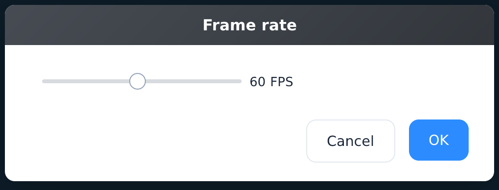 The Frame rate slider set to 60 FPS